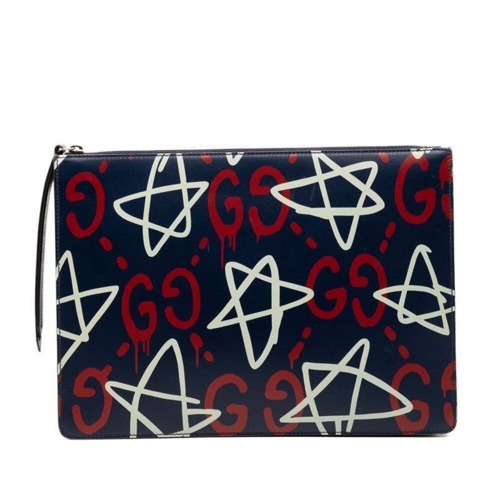 Gucci GG Ghost Leather Clutch Bag Multicolor